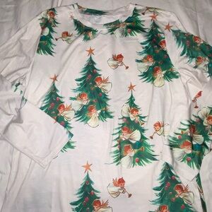 Festive Angel and Tree Long Sleeve Tee
